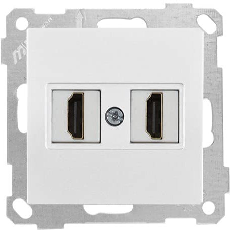 2 fach HDMI Steckdose weiß mit Buchse für Einbau und Montage in Standard Schalterdose · passend für alle Rahmen der Schalterserie Candela