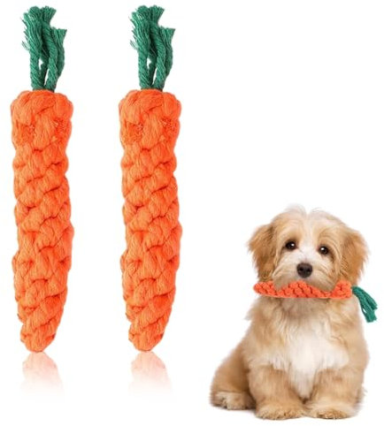 WeddHuis 2 PCS Corda Intrecciata a Carota per Cani Corda Intrecciata per Cani Gioco per Cani in Corda Intrecciata per Cani da Masticare per Cuccioli di Piccola Taglia Media