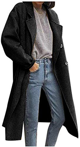 Generisch Damen Trenchcoat Übergang Klassischer Mantel Jacke Trench mit Gürtel Ledermantel Damen Softshelljacke Damen Wasserdicht Atmungsaktiv Grau