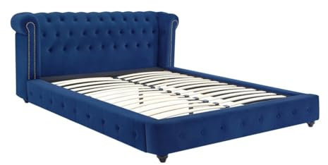 Vente-unique-Chesterfield-Bett - 160 x 200 cm - Samt - Königsblau - TONGERLA