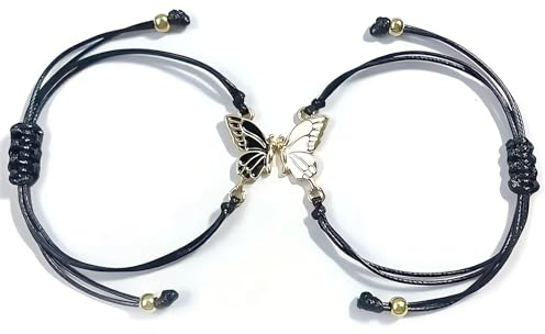 DHWEKU Freundschaftsarmbänder,2 Stück Verstellbare Schmetterling Freundschaftsarmband,Mädchen Beste Freundin Armband,Einfaches Schmetterlingsarmband für Damen Freunde Matching Bracelets