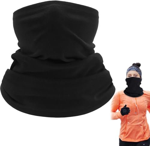 ZORVUJI Multifunktionstuch Winddicht Loop Schal Neckwarmer Herren Halstuch für Winter Sport Thermal Fleece (Schwarz)