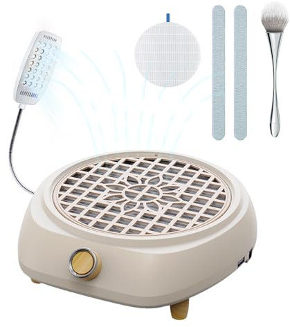 XSWCCJJ Nail Dust Collector with LED Light | Dust Extractor Nails for Professional Salon & Home | Allergy-Free Dust Removal | 30 Second Clean System