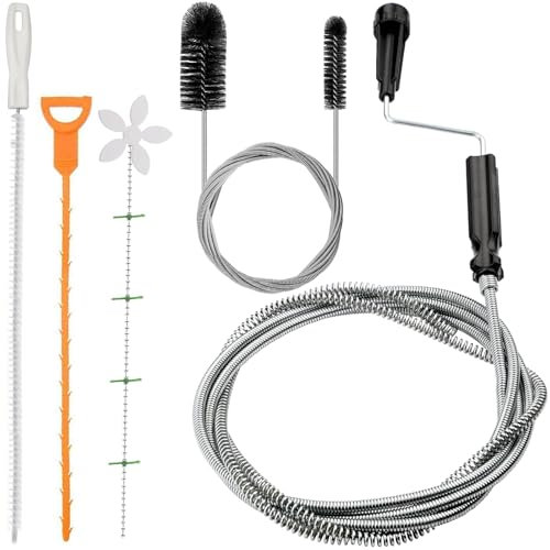 5 Stück Abflussreiniger Spirale 120 Inch Rohrreinigungsspirale Spirale Abfluss Rohrreinigung Abflussspirale Rohrreiniger 80Inch Abflussbürste Rohrreinigungsbürste für Küche Badezimmer Waschbecken