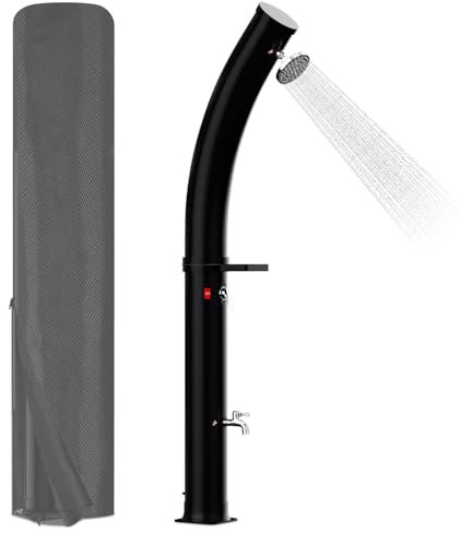 Joparri Solardusche Bogen, 35 Liter Gartendusche inkl. Schutzhaube und 360° Duschkopf, Einstellbare Temperatur bis 60°C, Aussendusche für Garten Camping Pooldusche
