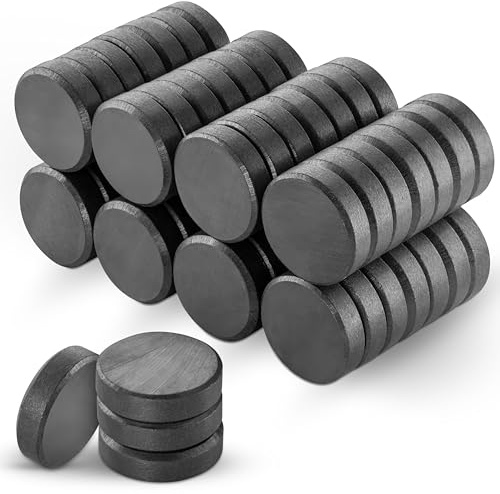 Poppstar 60 Mini Magnete (Durchmesser 18 mm, Höhe 5 mm), mit 2 Metallplatten, extra stark, schwarz-grau
