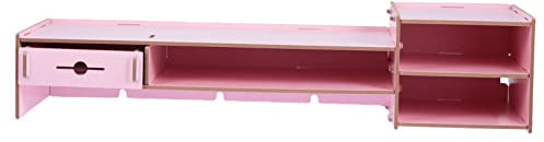 DOITOOL estante de almacenamiento de escritorio condujo dejar de lado mesa largo key organizer desk shelf elevador de pantalla de computadora soporte para monitor de computadora placa rosa