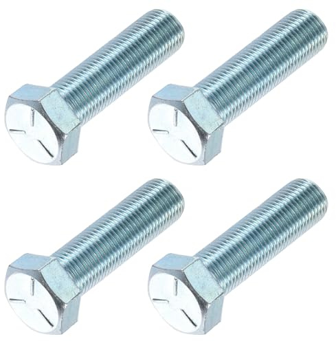 METALLIXITY Lot de 4 boulons hexagonaux (9/16-18 x 2) en acier carbone plaqué zinc entièrement fileté UNC Vis à métaux pour réparation de meubles, bleu et blanc