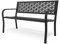 Bonnlo Garden Benches for 2-3 Seaters, Outdoor Patio Bench with Floral Back, Weather Resistant Metal Garden Furniture for Backyard, Black