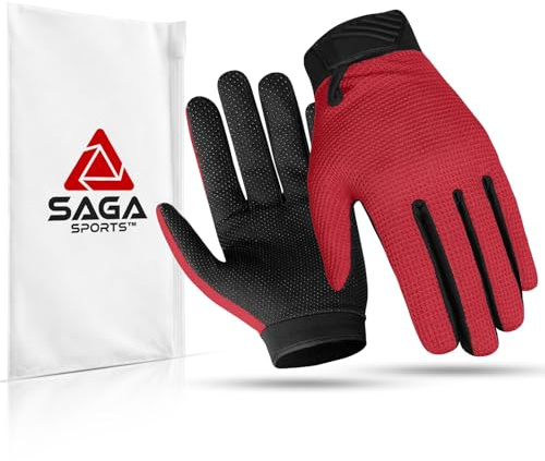 Kids Cycling Gloves - Full Finger Bike Gloves for Boys & Girls, Non-Slip Motorbike Gloves for BMX, MTB, Scooter & Outdoor Sports (Ages 4-12) (Red, Small [4-6])