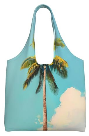 Cbaaghh Palm Tree Print Canvas Tote Bags,Reusable Grocery Shopping Cloth Bags For Shopping, Gift, Beach, Travel