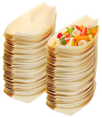 HHEETTT Cuencos desechables de madera, 100 unidades, para aperitivos, barbacoas, ensaladas