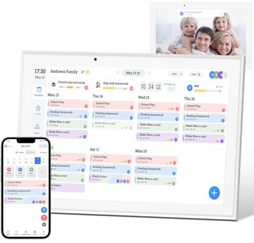 Ringco Digitaler Kalender und Smart-Touchscreen-Planer, 25,7 cm (10,1 Zoll), elektronischer Kalender mit Aufgabendiagramm für Familienpläne und Mahlzeitenplanung, wandmontierbarer digitaler