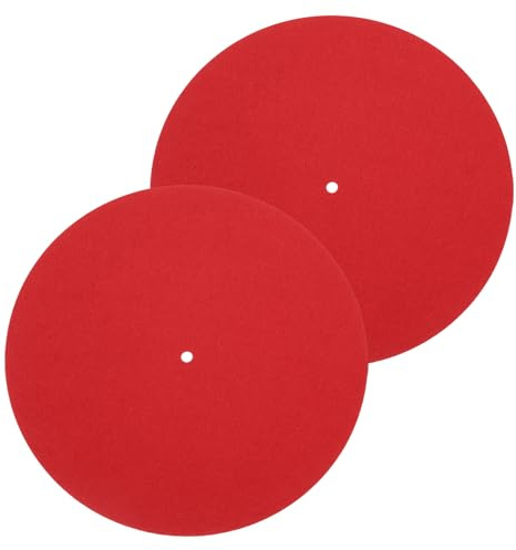 sourcing map 2 tappetini per giradischi, 30,5 cm, in feltro, riduzione delle vibrazioni, per giradischi in vinile, studio di registrazione, rosso