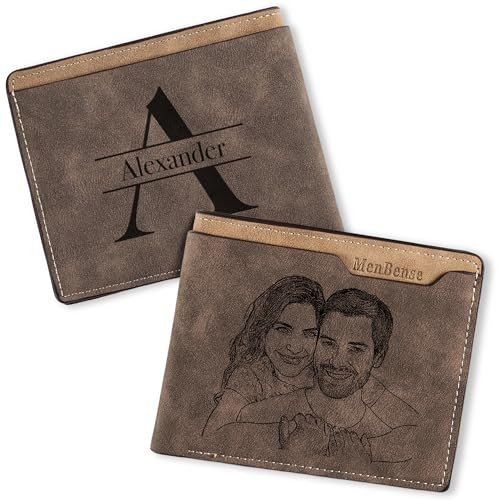 Easycosy Portafoglio Uomo Personalizzato con Foto, Idee Regalo per Papà | Portafoglio Personalizzato Uomo con Nome Foto, Portafogli Slim con Incisione, Porta Carte di Credito per Papà, Marito