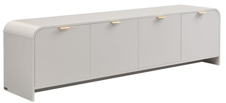 Vente-unique - TV-Board Oralino Holz Beige 180 cmx40 cm | Hochglanz-Finish für mehr Glanz