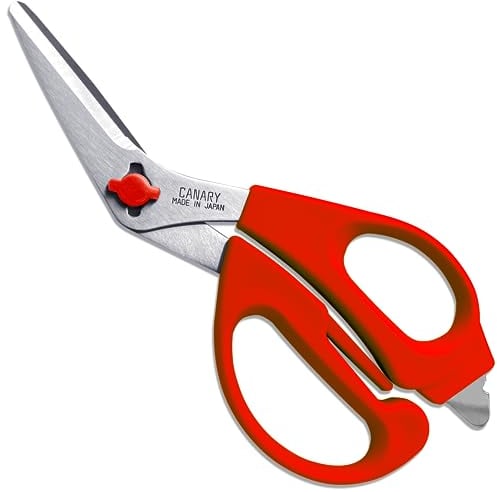 CANARY Japanese Kitchen Scissors Heavy Duty Come Apart Blade, Dishwasher Safe All Purpose Detachable Kitchen Shears, Made in Japan, Rust Proof Japanese Stainless Steel, Red