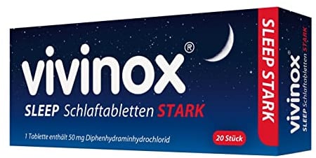 vivinox SLEEP Schlaftabletten stark: Schlafmittel für Einschlafen & Durchschlafen, mit Diphenhydramin bei Schlafstörungen, 20 Stück