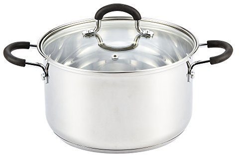 Cook N Home Stockpot Sauce Pot Casserole Pan Saucier Induction Pot With Lid Professional Stainless Steel 5 Quart, Dishwasher Safe With Stay-Cool Handles, Silver