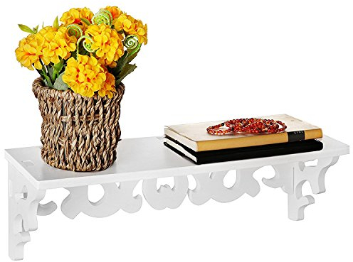 Yosoo Landhaus Holz Weiß Wandboard Wandregal Hängeregal Dekoregal Regal Retro Design mit Schraube (M)