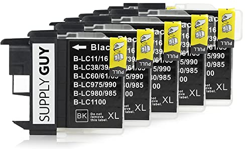 Supply Guy 5 XL Patronen kompatibel mit Brother LC1100 LC1100bk Schwarz passend für DCP-145c DCP-195c DCP-165c MFC-250c MFC-490cw MFC-5490cn MFC-5890cn MFC-6490cw MFC-255cw MFC-290c MFC-295cn MFC-297c