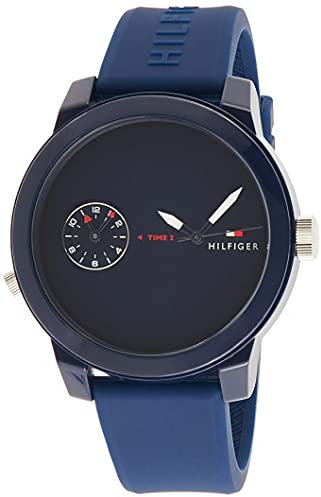 Tommy Hilfiger Montre Analogique à Quartz pour Homme avec Bracelet en Silicone Bleu Marin - 1791325