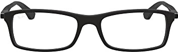 Ray-Ban Unisex RX7017 Rectangular Prescription Eyewear Frames, Transparent Grey/Demo Lens, 56 mm