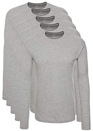 Lower East Men's LE133 Long-Sleeved Shirt, Grey, S (Pack of 5)