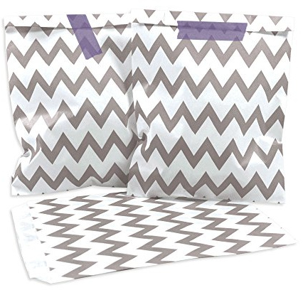 25 Frau Wundervoll Papiertüten - taupe Zacken / Chevron - / Geschenktüten / Candy Paper Bags