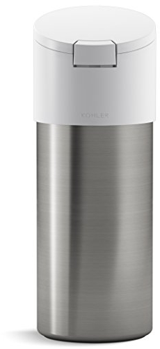 KOHLER Desinfektionsspender (Wischtücher nicht im Lieferumfang enthalten), Edelstahl-Kanister mit Easy One Touch Deckel, 4 x 4 x 10,75, Weiß