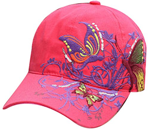 Belsen Mädchen Schmetterlings-Stickerei- Vintage Baseball Cap Snapback Trucker Hat (Rote)