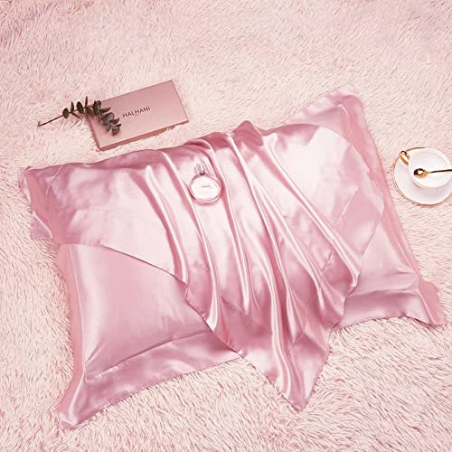 Federa per cuscini, effetto seta satinato, dimensione queen/standard, confezione da 2 pezzi, grigio, Seta Satin, rosa, Standard