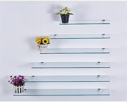 Euro Tische Mensola da Parete in Vetro 80x17.8cm, per Bagno e Doccia, con Vetro di Sicurezza Temperato 6mm, Varie Misure (Chiaro)