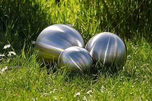 Köhko 3er Edelstahlkugeln-Set-09 Ø 18-28-38 cm Dekokugel aus gebürstet-matten Edelstahl