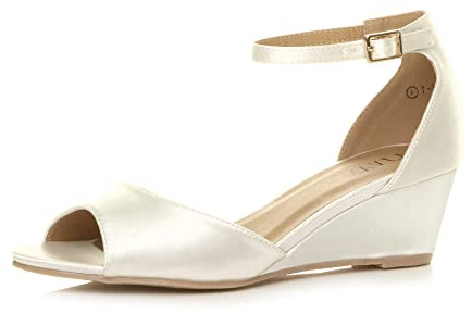 AJVANI Womens ladies low mid wedge heel peep toe ankle strap smart casual evening sandals size