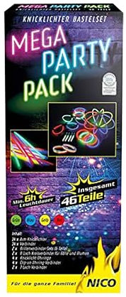 Nico Europe® 2er Mega Party Pack Knicklichter Sparpaket - Knicklichter Armbänder, Ohrringe, Bälle und Brillen für Partys, Silvester, Festivals & Co – Leuchtstäbchen in bunten Neon-Farben…