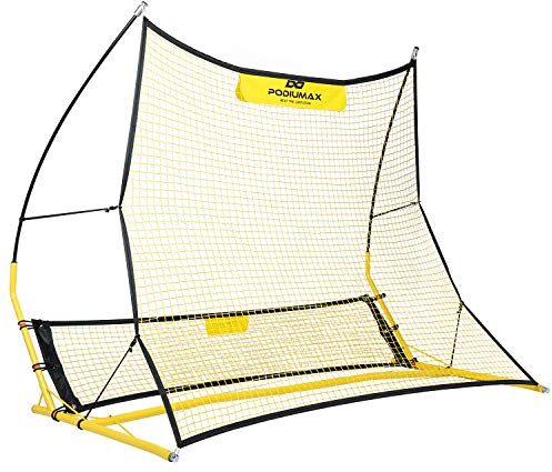 PodiuMax Tragbar Multi Fußball Rebounder-Netz Upgraded | 2 in 1 Kickback Rückprallwand Design | Solo Fußball Kick Trainer | 180 x 140 cm | Haltbar für Trainingsübungen und Fußballschuss