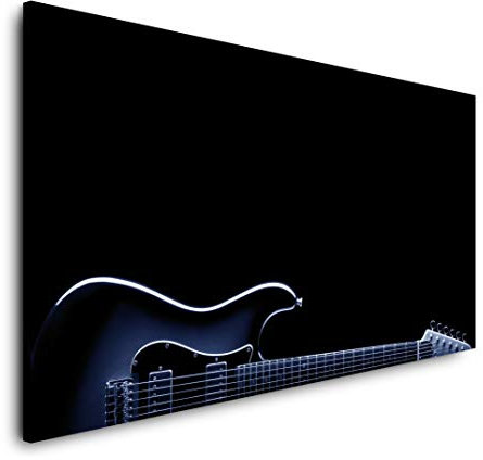 Gitarre in schwarz 120x 60cm Panorama Leinwand Bild XXL Format Wandbilder Wohnzimmer Wohnung Deko Kunstdrucke