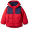 Amazon Essentials Piumino Pesante con Cappuccio Bambini e ragazzi, Blu Marino Rosso Color Block, 2 anni