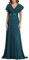 Ever-Pretty A-línea Vestido de Noche Cuello en V Manga Corta Gasa Corte Imperio para Mujer Verde Azulado 38