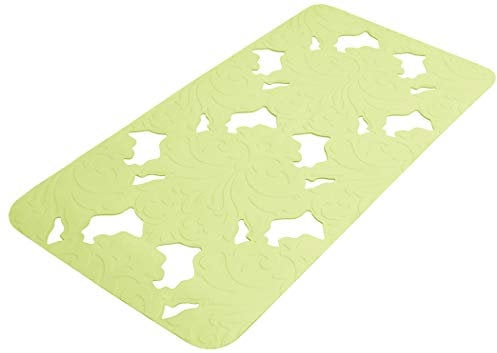 Lashuma Einfarbige Rutschmatte Barocco 72x36 cm, Sicherheitseinlage mit Saugnäpfen, Kautschuk Wannenmatte Seiden Grün