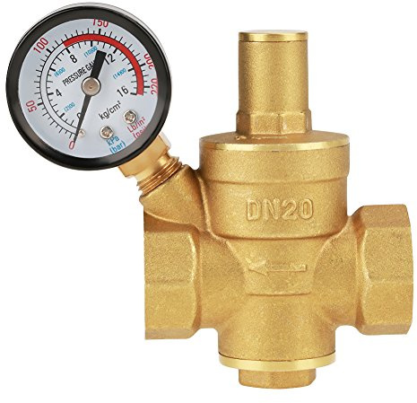 SANON Riduttore Dn20 Regolabile in Ottone per Regolazione Pressione Acqua con Manometro