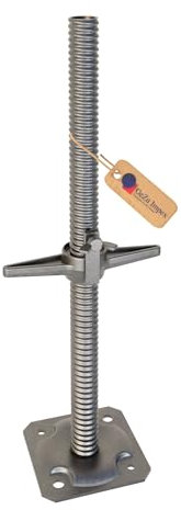 GEZU IMPEX Martinetto di Base per Ponteggi 500 x 38 mm Elettroplaccato Piedini di Livellamento Regolabili per Ponteggi Piedi per Ponteggi Stile Baker