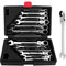 Jeu de Clés à Cliquet Jeu de Clés Mixtes 8-19mm, 12 Pièces Clés Plates à Cliquet Molette Réversible Mixtes Outil Métrique Dent Clé Plate avec Boîte à Outils Pour La Réparation de Garage DIY Chez Soi