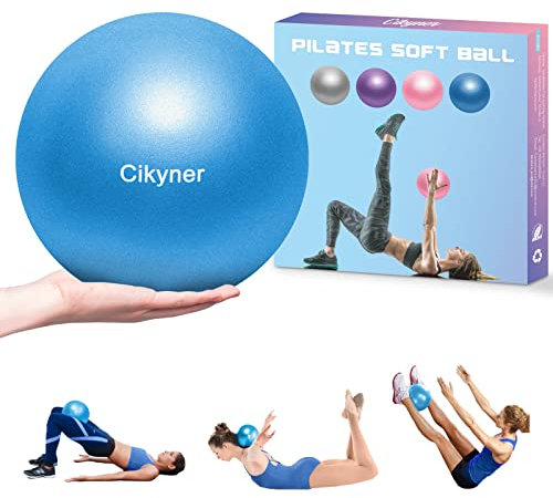 Cikyner Gymnastikball Klein, 23-25 cm Soft Pilates Ball mit aufblasbarem Strohhalm für Pilates, Yoga, Ganzkörpertraining, Verbesserung des Gleichgewichts zu Hause im Fitnessstudio und im Büro