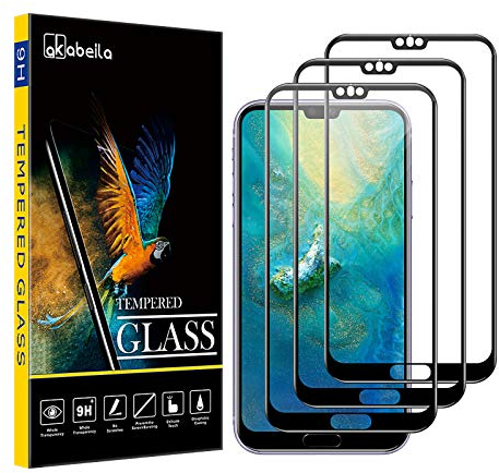 AKABEILA Cristal Templado Compatible con Huawei P20 Pro Protector de Pantalla para Huawei P20 Pro 3 Piezas Full Cobertura Completa HD Sin Burbujas 9H Dureza Vidrio Templado Negro