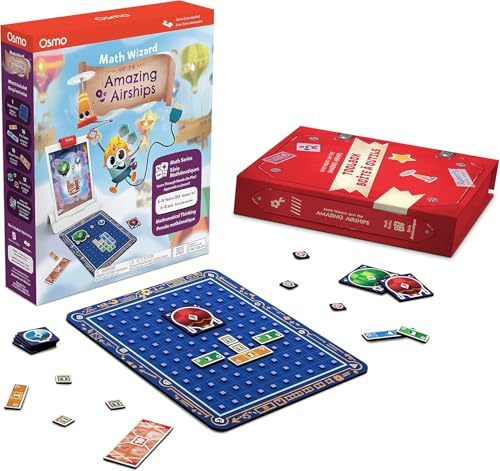 Osmo - Math Wizard and the Amazing Airships iPad & Fire Tablet - Ages 6-8/Grades 1-2 - Mental Math Addition & Subtraction - Curriculum-Inspired - STEM Toy Base Required