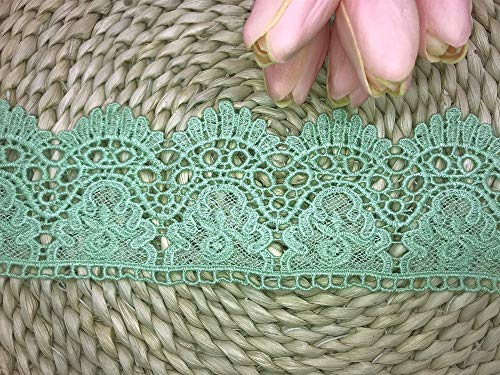 9 CM Breite Europa Krone muster Inelastische Stickerei Spitzenbesatz, Vorhang Tischdecke Slipcover Braut Selbermachen-Kleidung/Zubehör (1,8 Meter in einem Paket) (Gras grün)