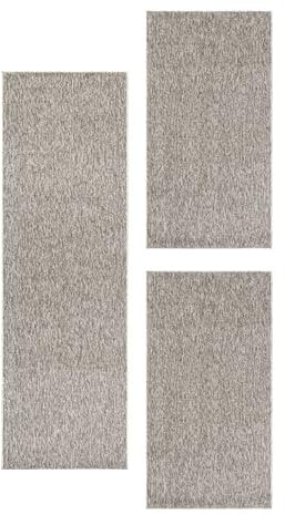 SIMPEX Bettvorleger Schlafzimmer Teppich Bettumrandung 3 Teilig Läufer Flur Küchenteppich Bettläufer Modern Einfarbiges Design Kurzflor Soft & Extra Weich Farbe: Beige