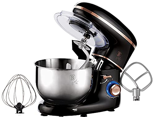 Berlinger Haus, Robot de Cuisine, Collection Black Rose, 6 vitesses avec fonction d'impulsion turbo, Facile à nettoyer, Fonction ouverte/fermeture facile, Bol en acier inoxydable, Lumière LED